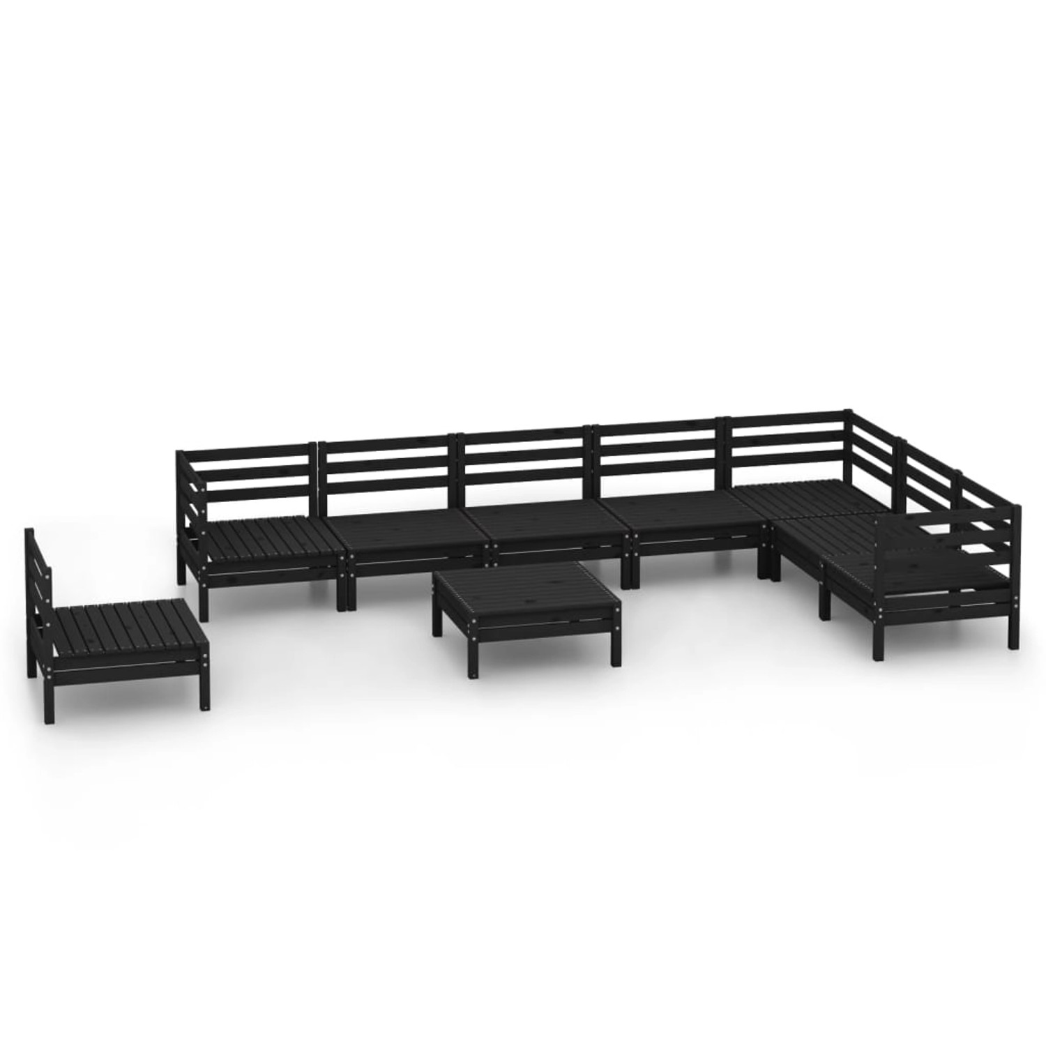 9-tlg. Garten-lounge-set Massivholz Kiefer Schwarz günstig online kaufen