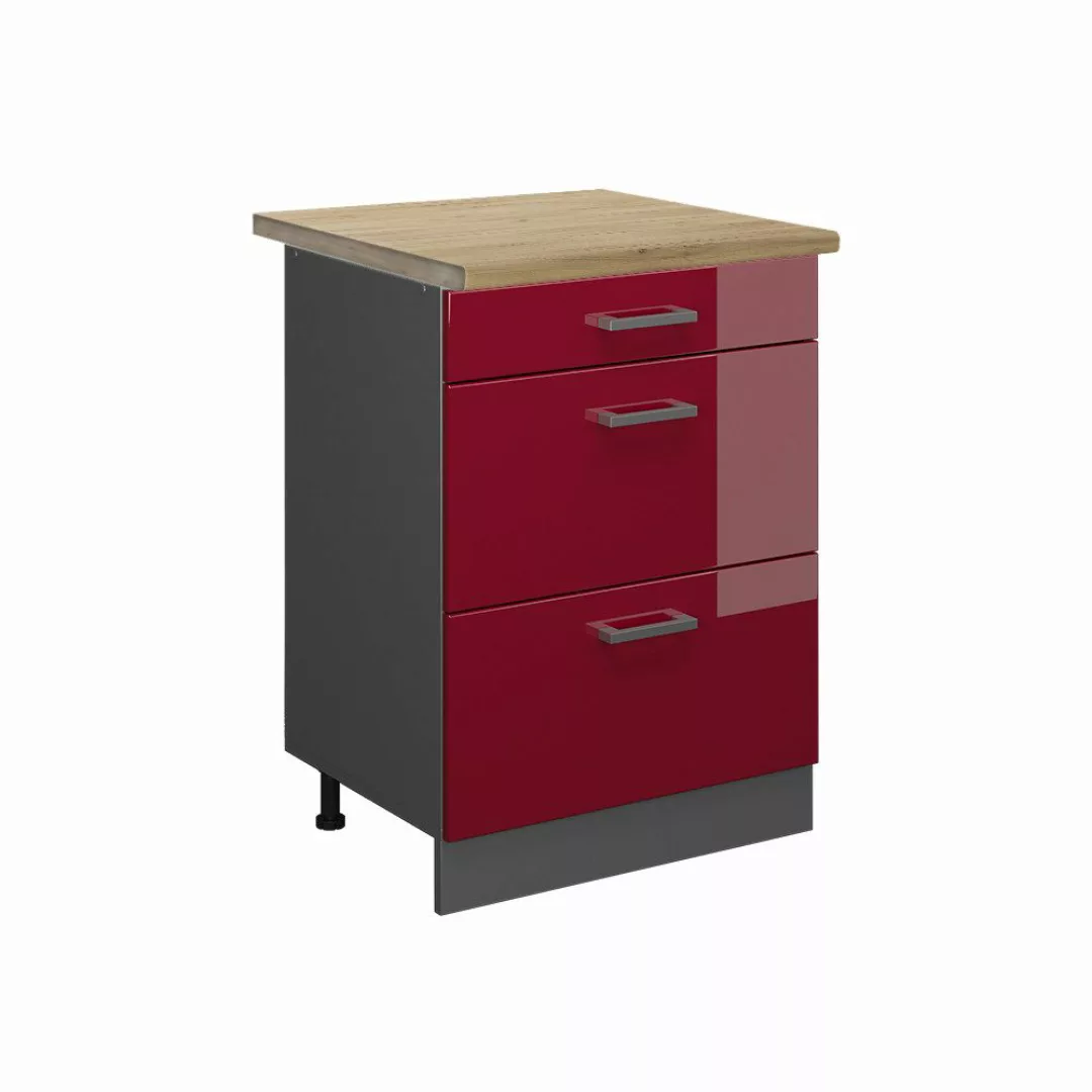 Vicco Unterschrank R-Line, Bordeaux Hochglanz/Anthrazit, 60 günstig online kaufen
