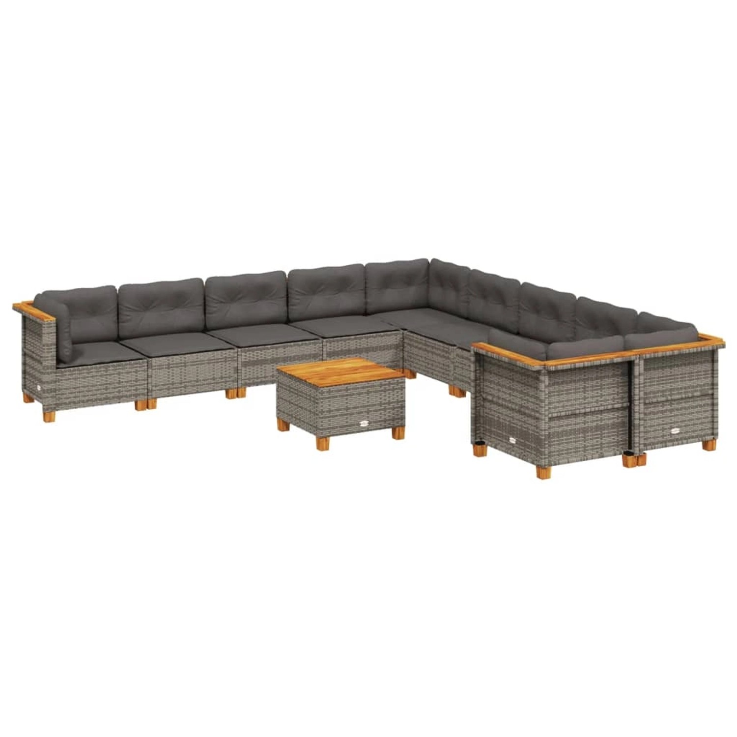 vidaXL 11-Tlg Garten-Sofagarnitur mit Kissen Grau Poly Rattan 3262050 günstig online kaufen