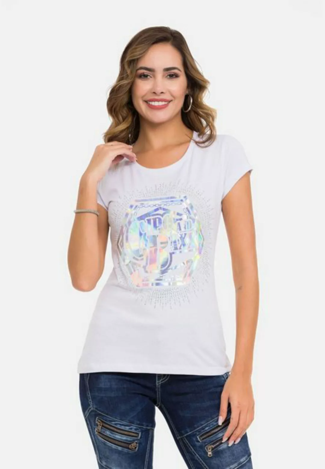 Cipo & Baxx T-Shirt, mit schillerndem Markenprint günstig online kaufen