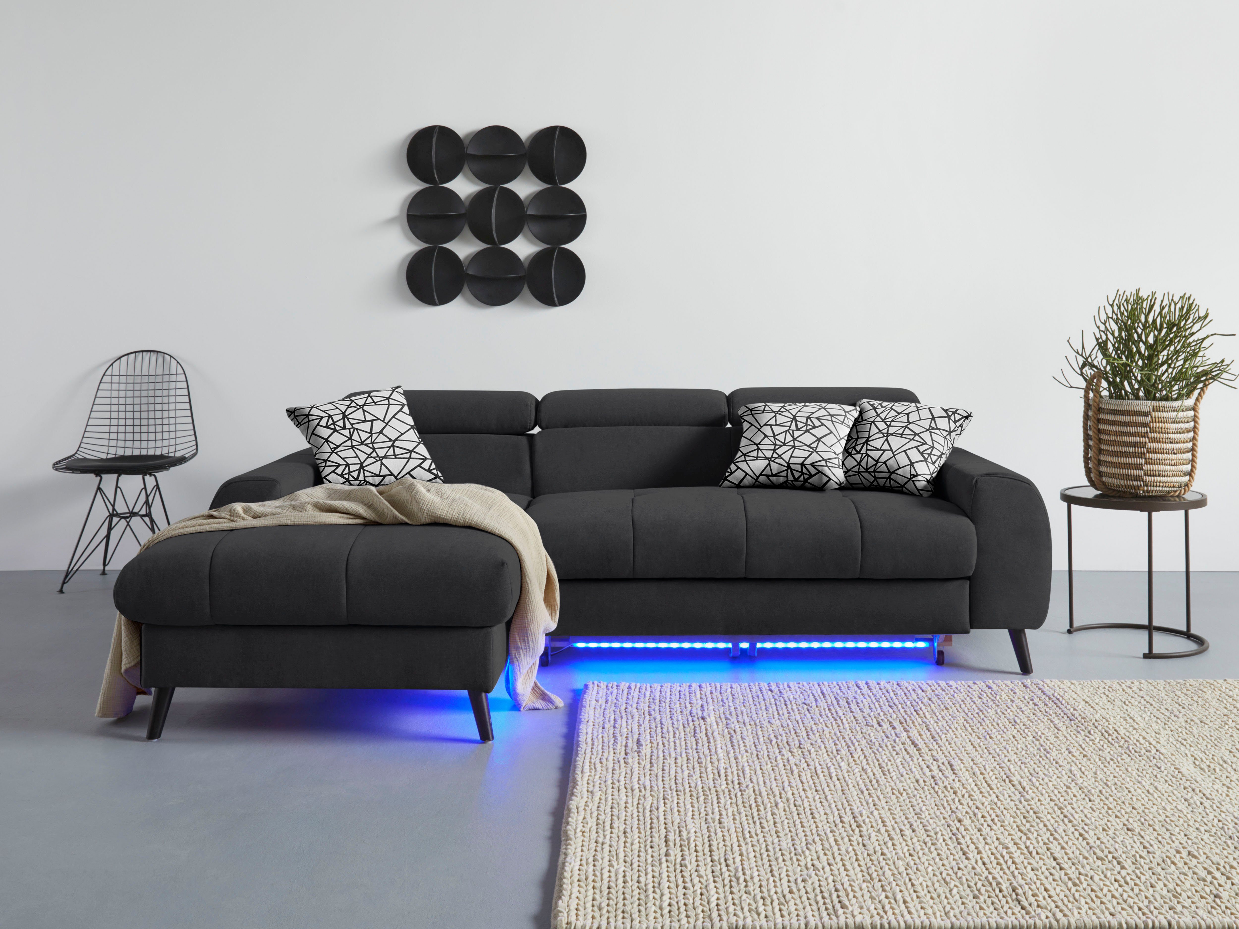 COTTA Ecksofa "Mia L-Form mit 3 Zierkissen", wahlweise mit Bettfunktion, Be günstig online kaufen