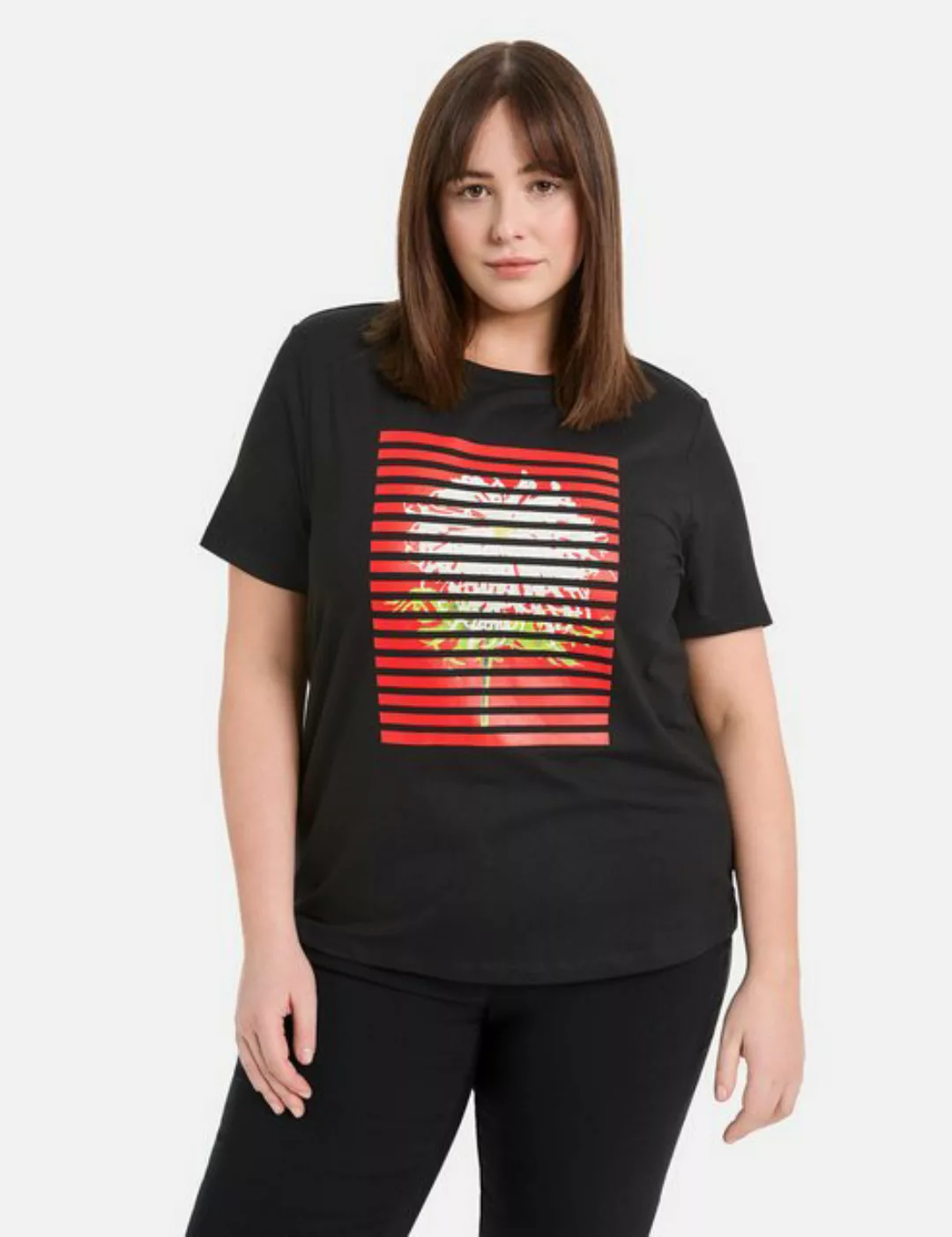 Samoon Kurzarmshirt T-Shirt mit Frontprint günstig online kaufen