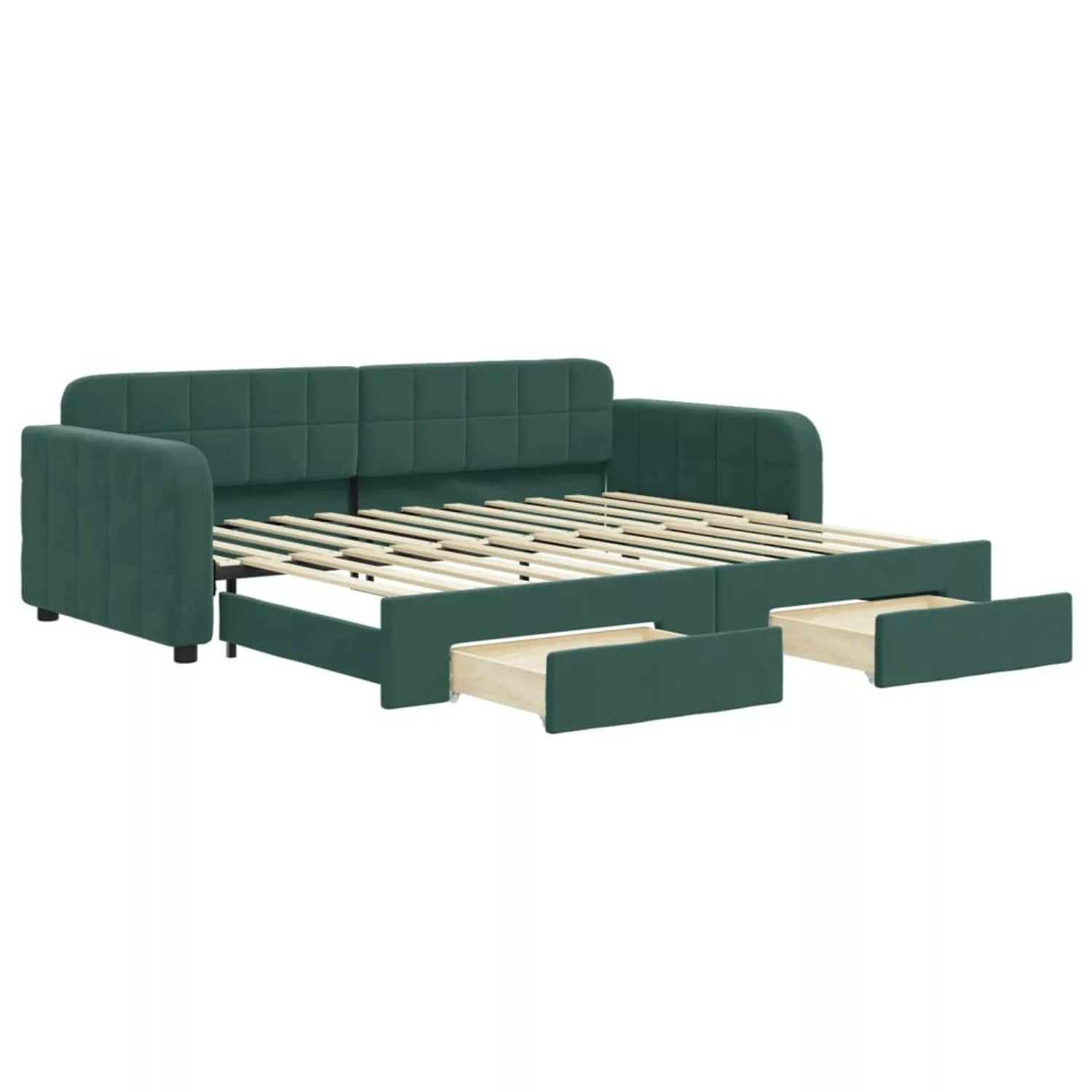 vidaXL Tagesbett Ausziehbar mit Schubladen Dunkelgrün 90x200 cm Samt1896649 günstig online kaufen