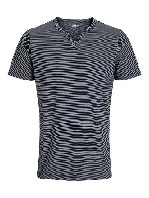 Jack & Jones T-Shirt JJESPLIT NECK STRIPE TEE SS NOOS mit besonderem Rundha günstig online kaufen