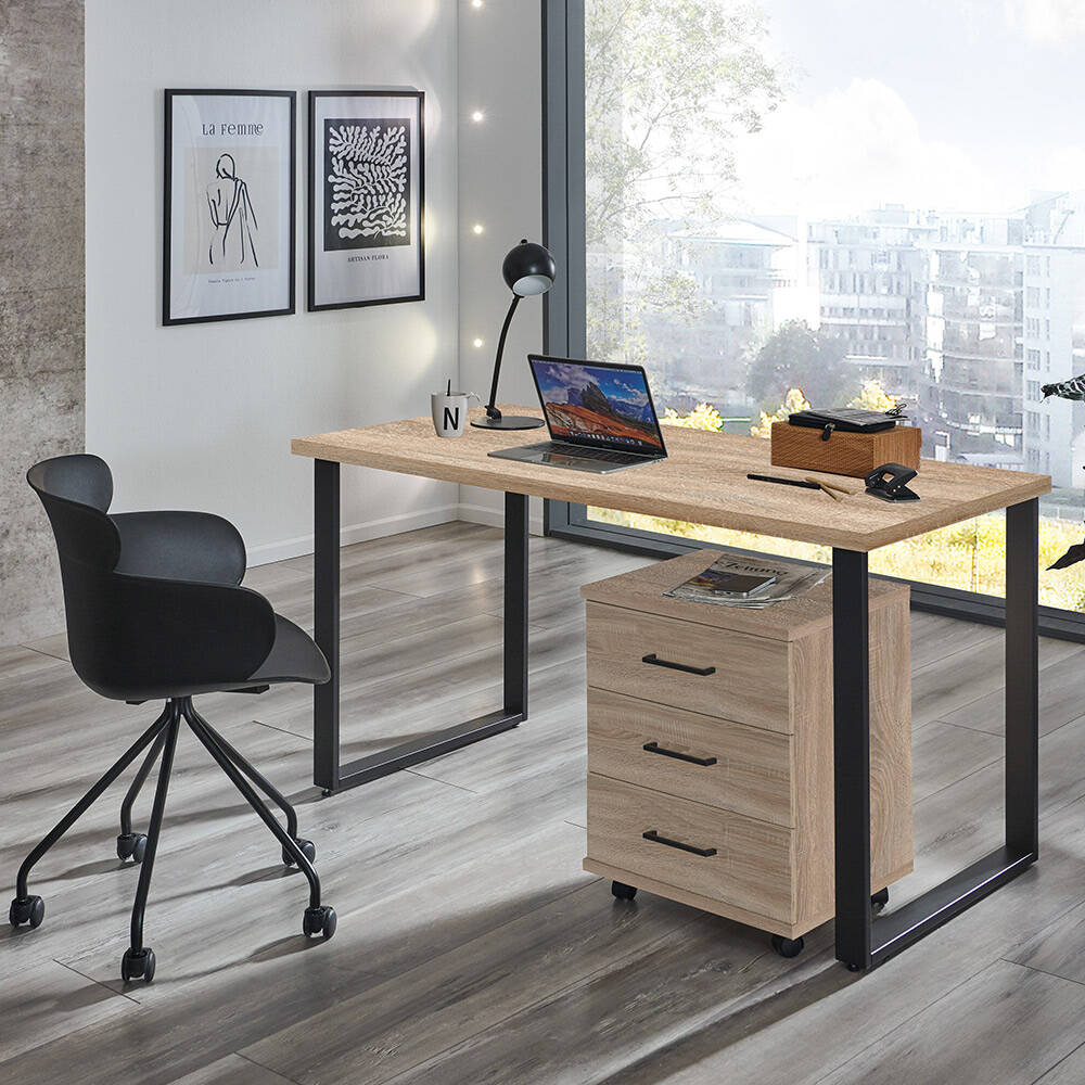 Büromöbel Set 2-teilig HILLSTON-43 mit 120cm Schreibtisch in Eiche günstig online kaufen