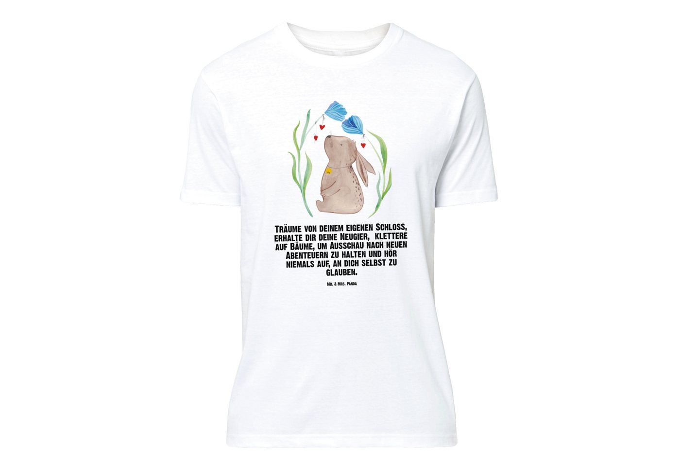 Mr. & Mrs. Panda T-Shirt Hase Blume - Weiß - Geschenk, Nachthemd, Träume, O günstig online kaufen