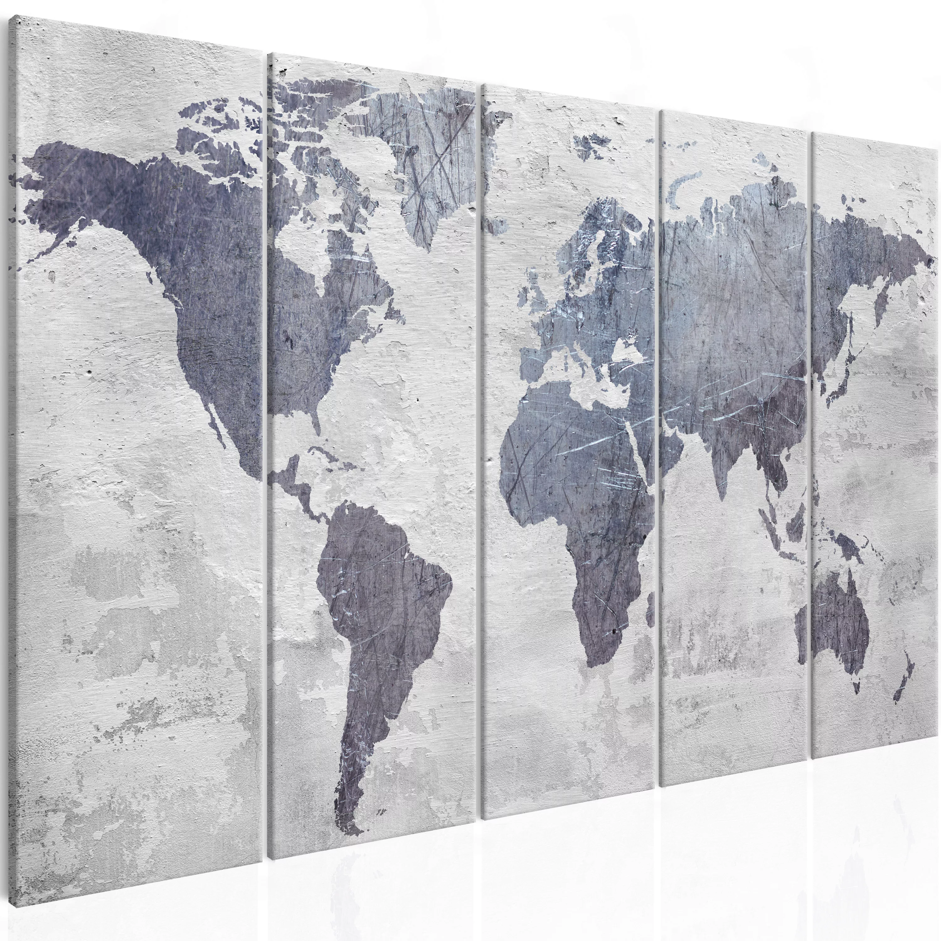 Wandbild - Concrete World Map (5 Parts) Narrow günstig online kaufen