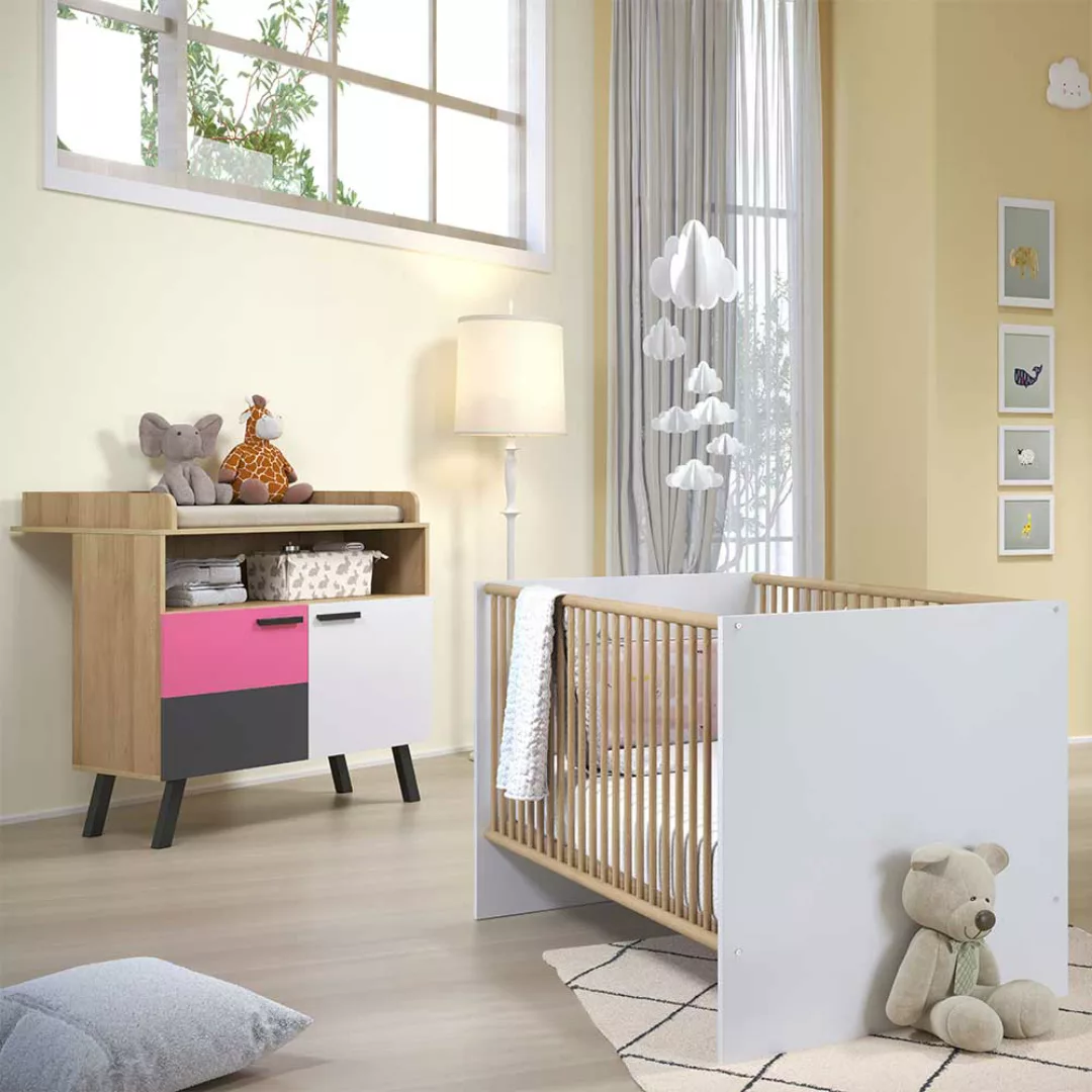 Kinderzimmermöbel Set mehrfarbig Wechselfront Bett 70x140 cm (zweiteilig) günstig online kaufen
