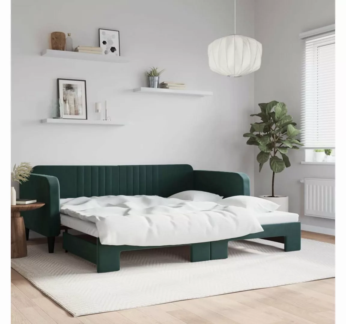 vidaXL Gästebett Gästebett Tagesbett Ausziehbar Dunkelgrün 100x200 cm Samt günstig online kaufen