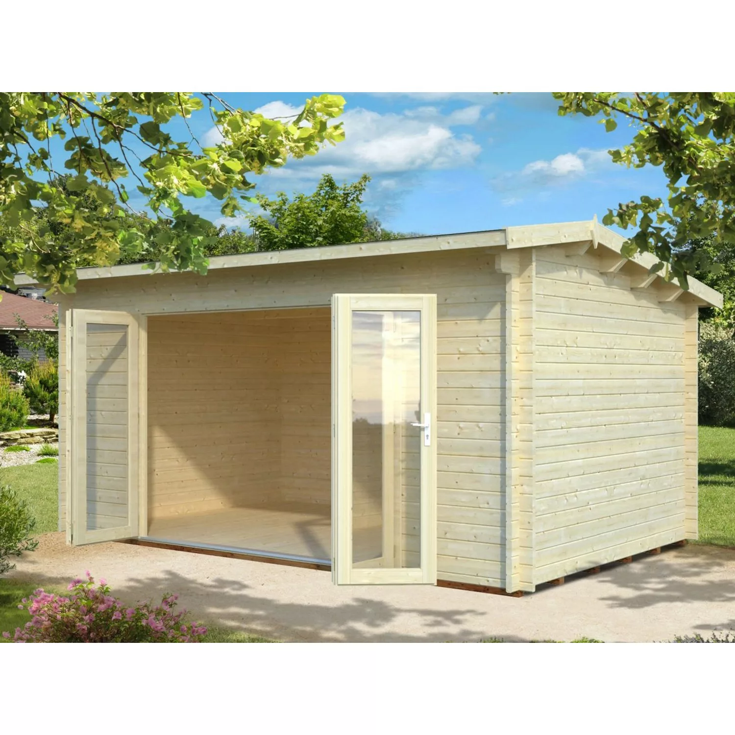 Palmako Ines Holz-Gartenhaus Natur Unbehandelt 480 cm x 300 cm günstig online kaufen