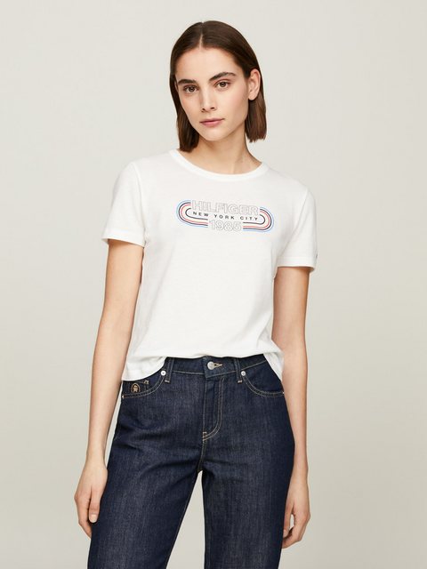 Tommy Hilfiger T-Shirt SLIM TRACK HILFIGER C-NK SS mit Logoschriftzug günstig online kaufen