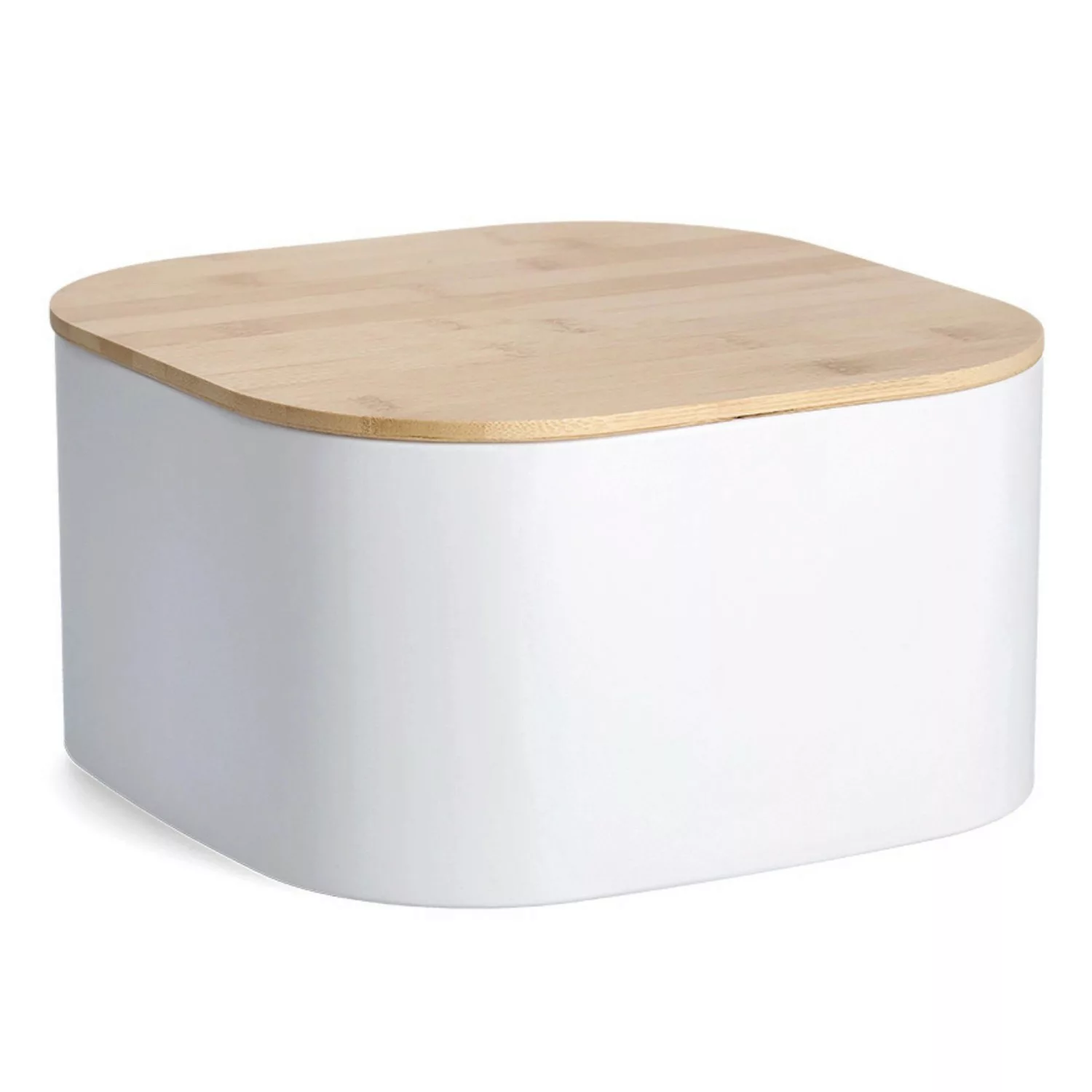 Zeller Brotkasten Metall mit Bambusdeckel 14,5 cm x 26,5 cm x 26,5 cm Weiß günstig online kaufen