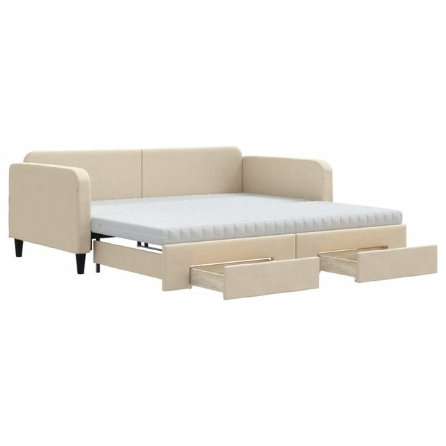 vidaXL Tagesbett Ausziehbar mit Schubladen Creme 100x200 cm Stoff1897454 günstig online kaufen