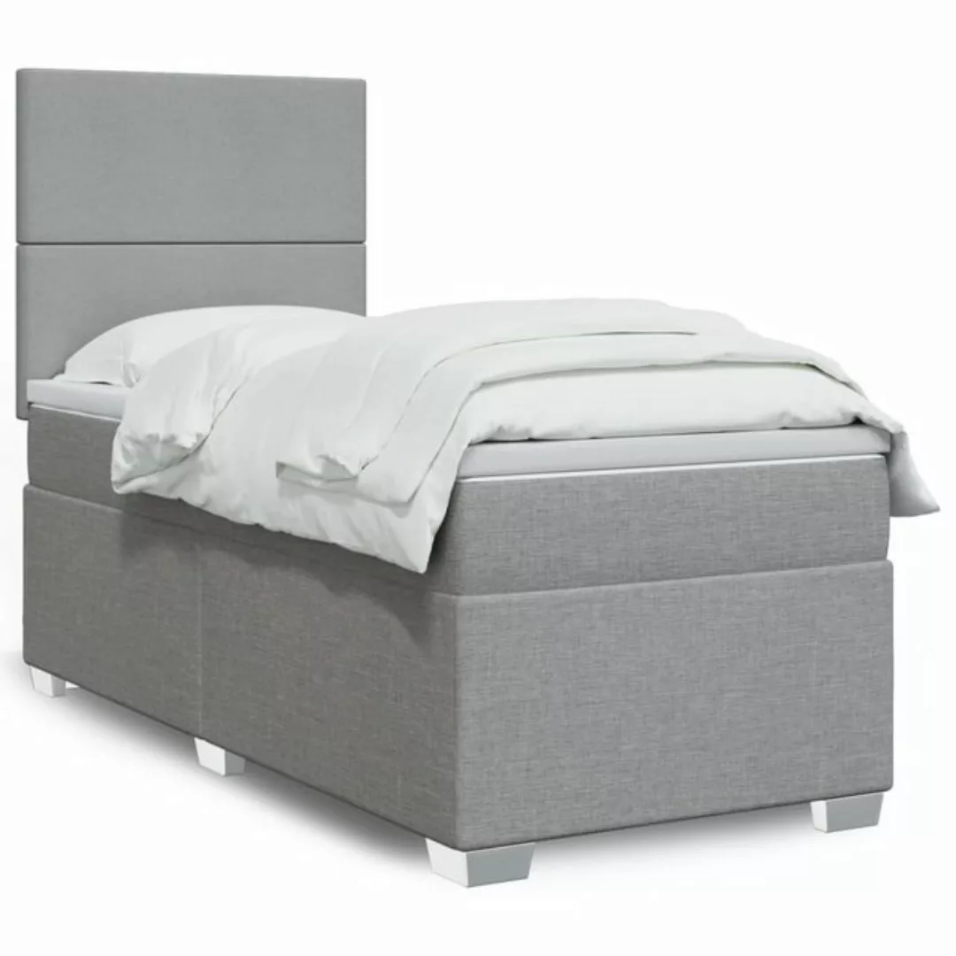 furnicato Bettgestell Boxspringbett mit Matratze Hellgrau 80x200 cm Stoff günstig online kaufen