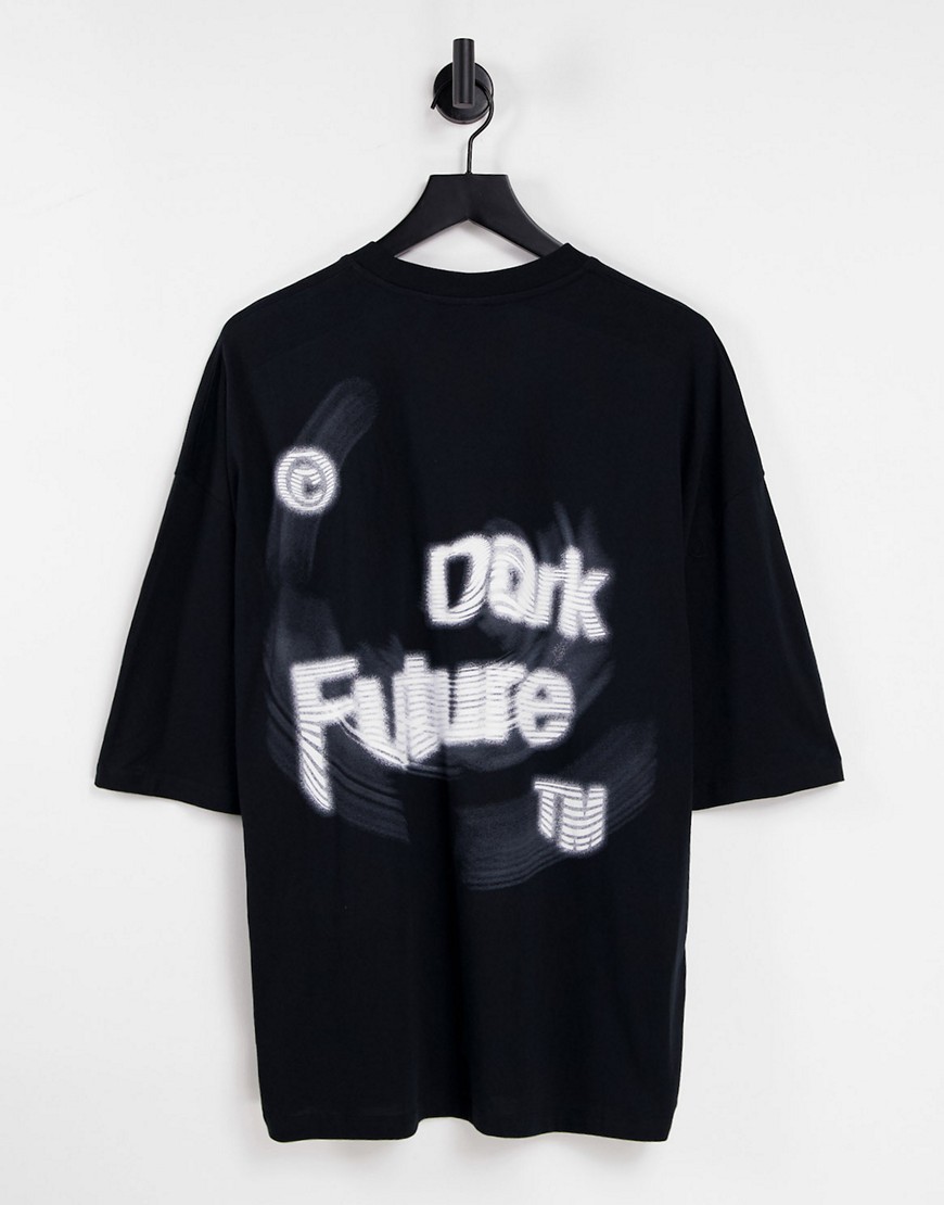 ASOS – Dark Future – Oversize-T-Shirt mit gerolltem Logo-Rückenprint-Schwar günstig online kaufen