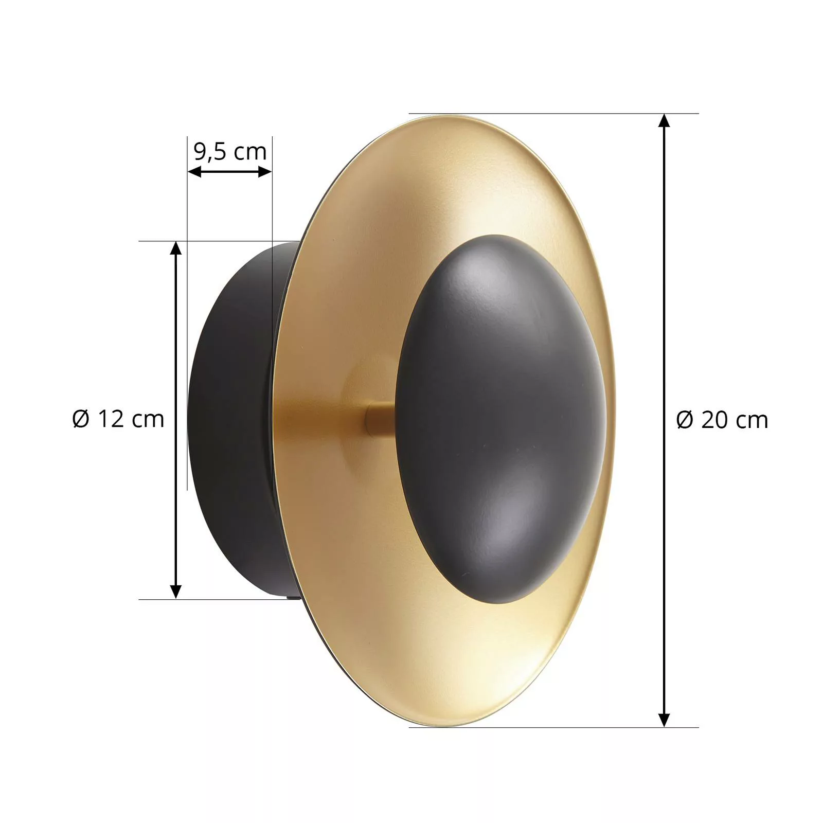 Lindby LED-Hängeleuchte Tiama, Metall, schwarz/gold, Ø 20 cm günstig online kaufen