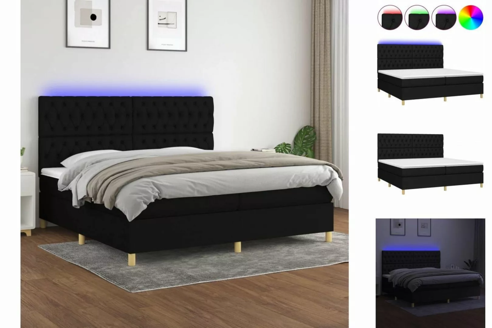 vidaXL Boxspringbett Bett Boxspringbett mit Matratze & Topper & LED (200 x günstig online kaufen