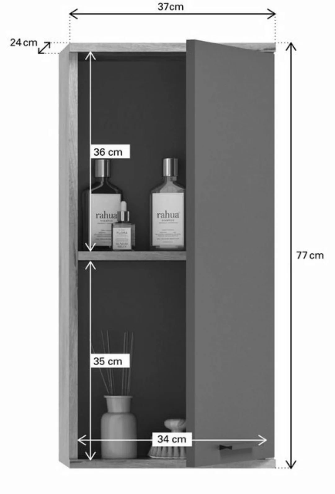 Inn.Furn Hängeschrank Tomaso (Badschrank grau und Nox Eiche, BxH 37 x 77 cm günstig online kaufen