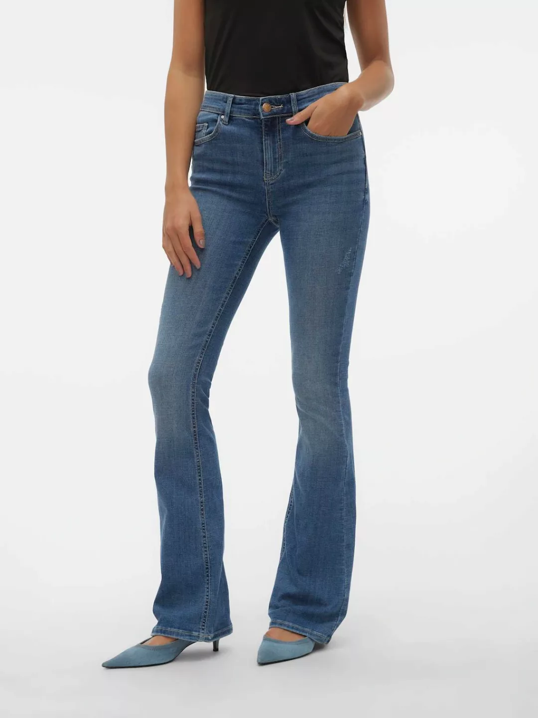 Vero Moda Damen Jeans VMFLASH MR FLARED LI347 GA XS S M L XL Blau - Medium günstig online kaufen