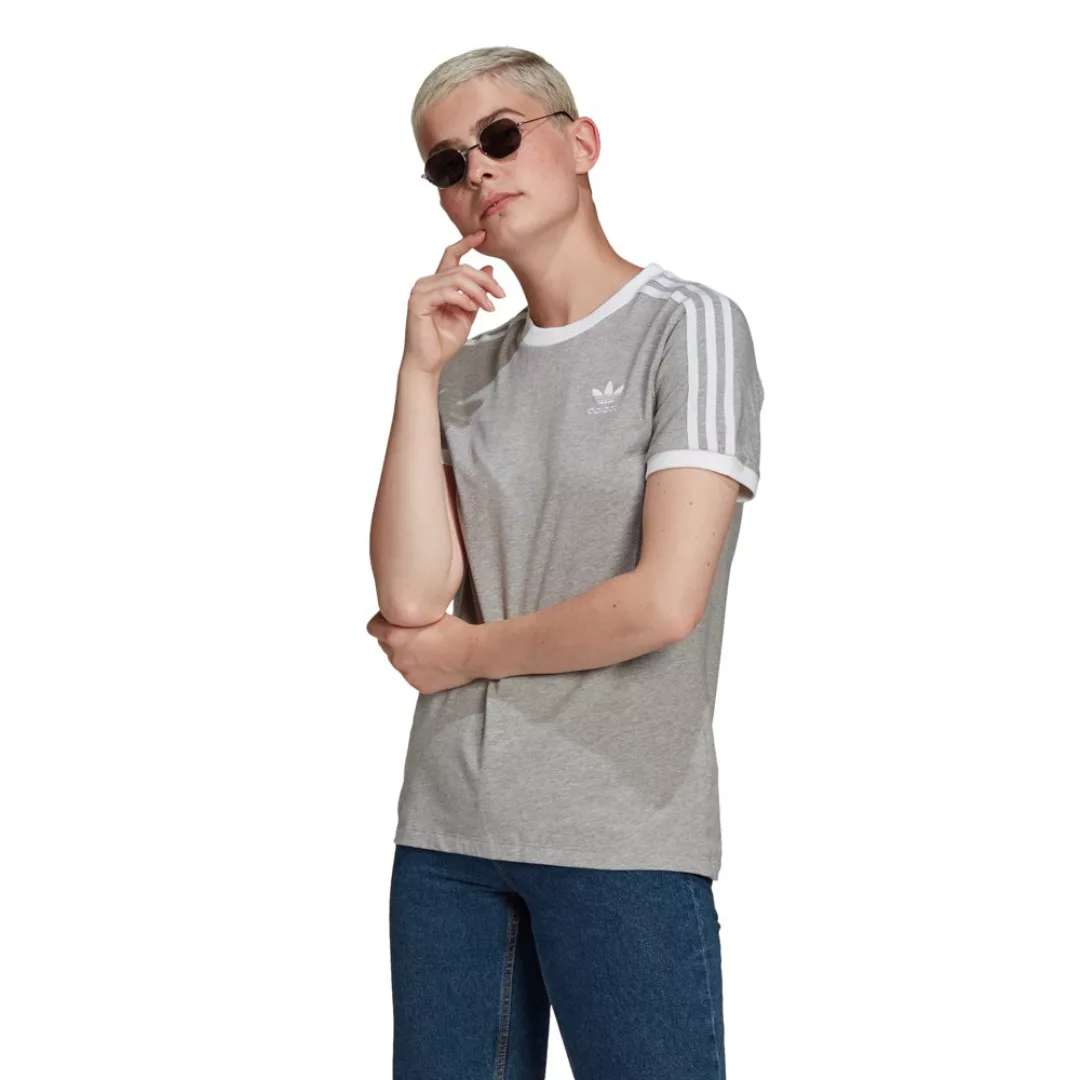 adidas Originals – adicolour – Graues T-Shirt mit drei Streifen günstig online kaufen