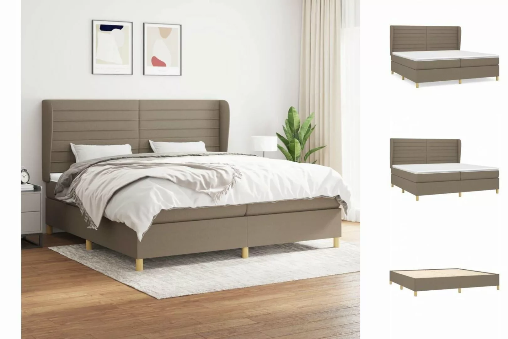 vidaXL Boxspringbett Boxspringbett mit Matratze Taupe 200x200 cm Stoff Bett günstig online kaufen