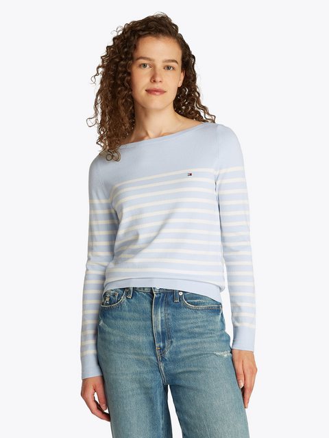 Tommy Hilfiger Strickpullover CO JERSEY STITCH BOAT-NK SWEATER mit Tommy Hi günstig online kaufen