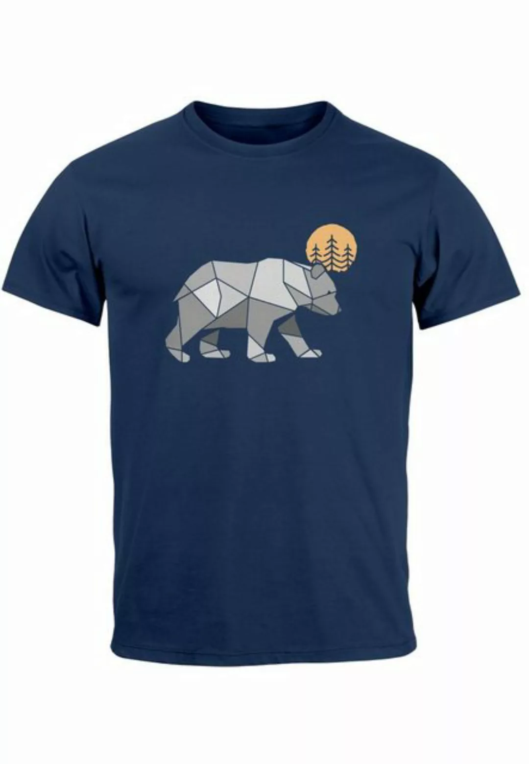 Neverless Print-Shirt Herren T-Shirt Polygon Bär Mond Outdoor Wandern Natur günstig online kaufen