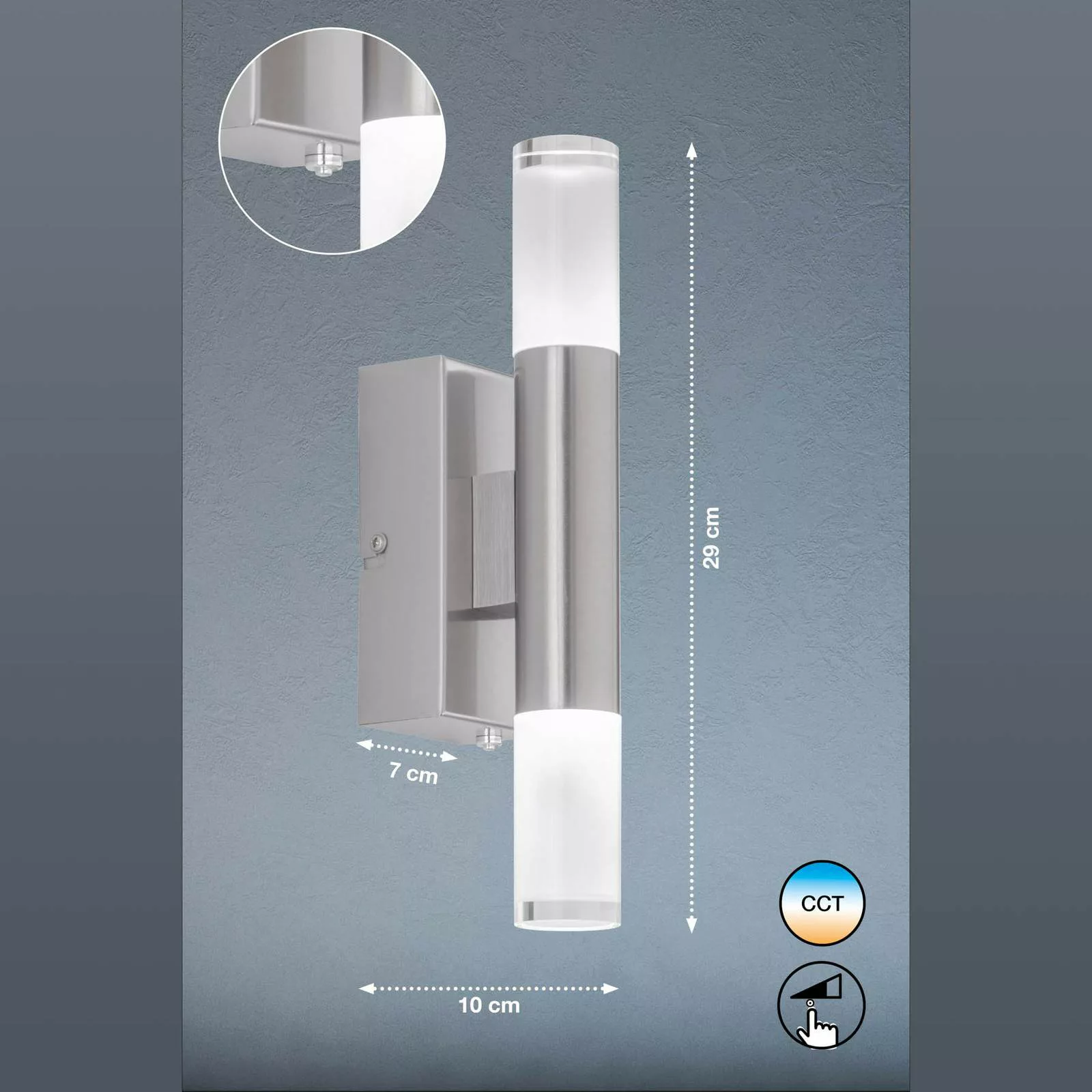 Fischer & Honsel LED-Wandleuchte Nyra Nickelfarben 29 x 7 cm günstig online kaufen
