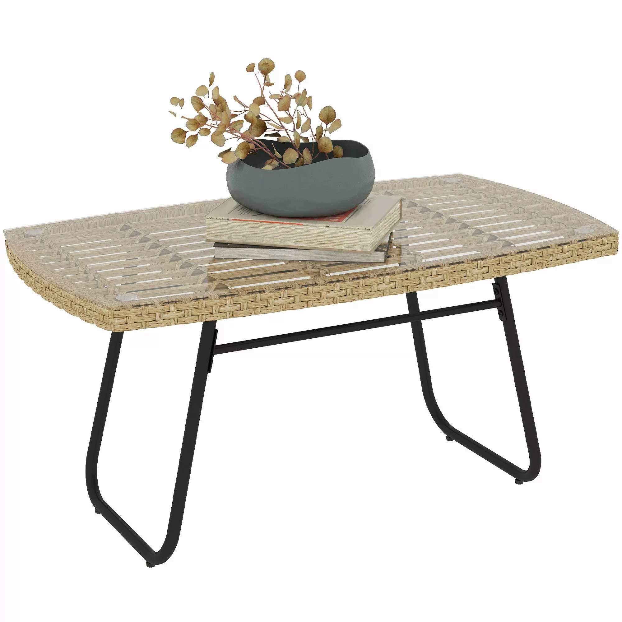 Outsunny Gartentisch UV-beständig, mit Glasplatte (Beistelltisch günstig online kaufen