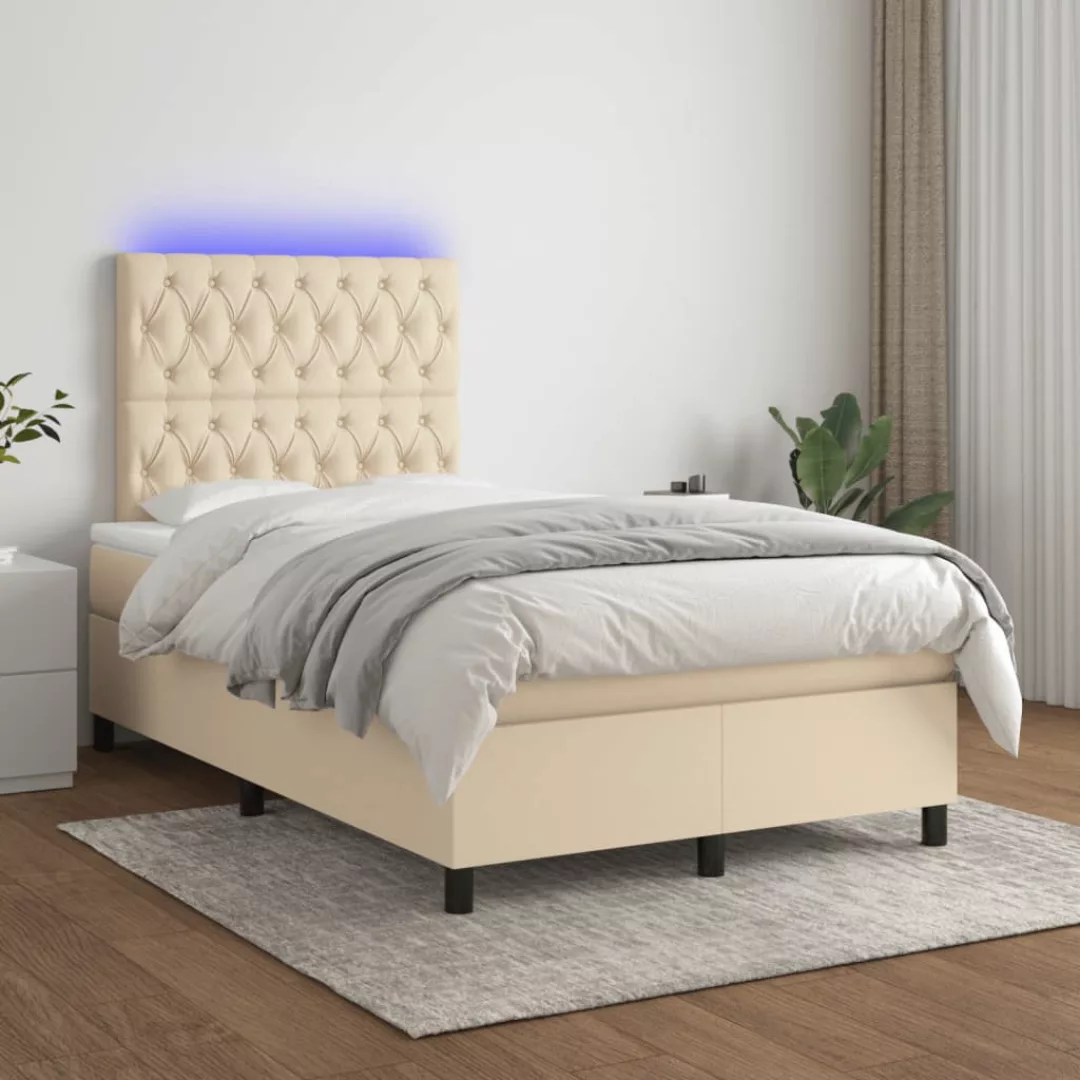 Vidaxl Boxspringbett Mit Matratze & Led Creme 120x200 Cm Stoff günstig online kaufen