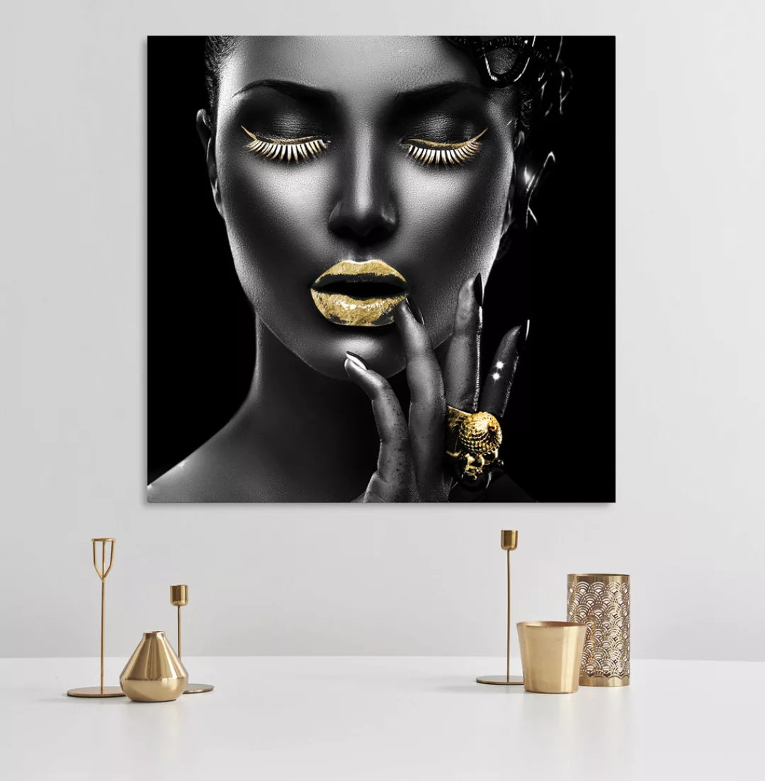 Leonique Acrylglasbild "Gesicht", von Hand eingearbeitete Blattgold Applika günstig online kaufen