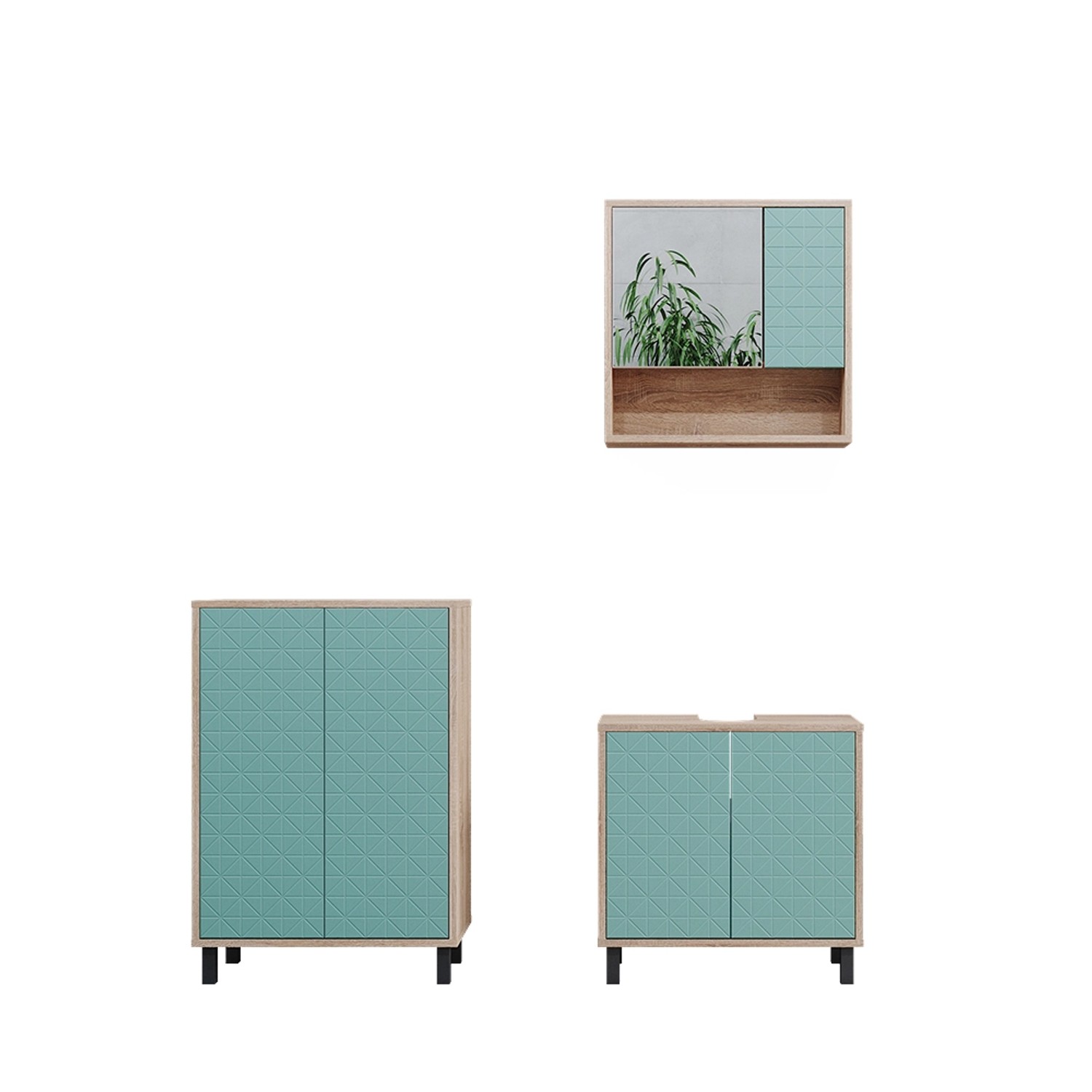 Vicco Badmöbel-Set Agasta Mintgrün/Sonoma 3 Teile günstig online kaufen
