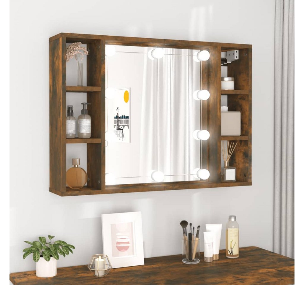 vidaXL Badezimmerspiegelschrank Spiegelschrank mit LED Räuchereiche 76x15x5 günstig online kaufen