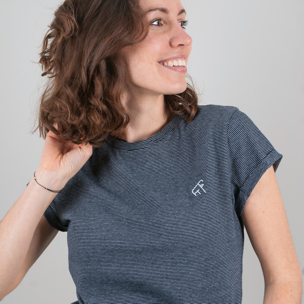 Damen Streifen T-shirt Aus Bio-baumwolle Goaty - Navy/weiß günstig online kaufen
