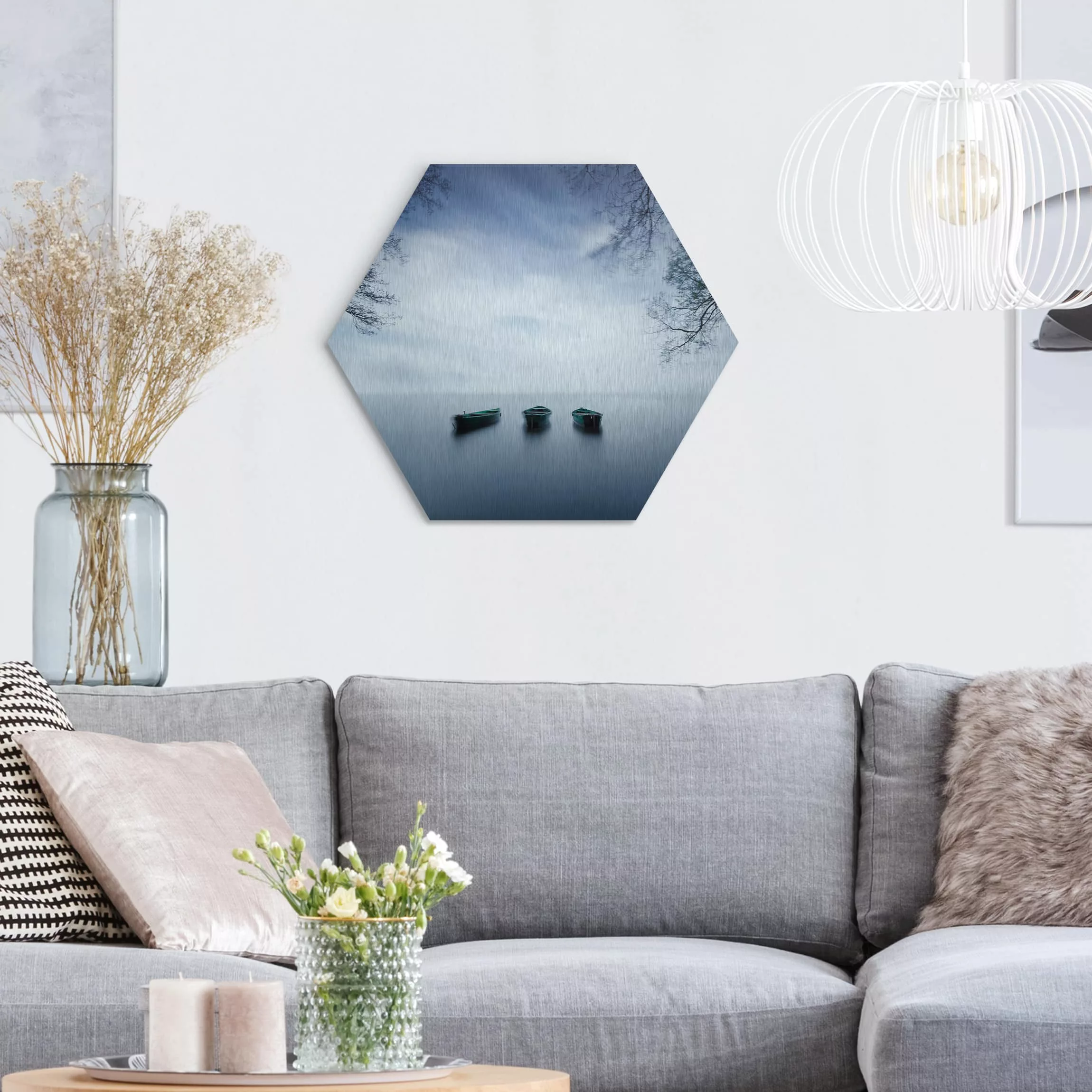 Hexagon-Alu-Dibond Bild Ruhe auf dem See günstig online kaufen