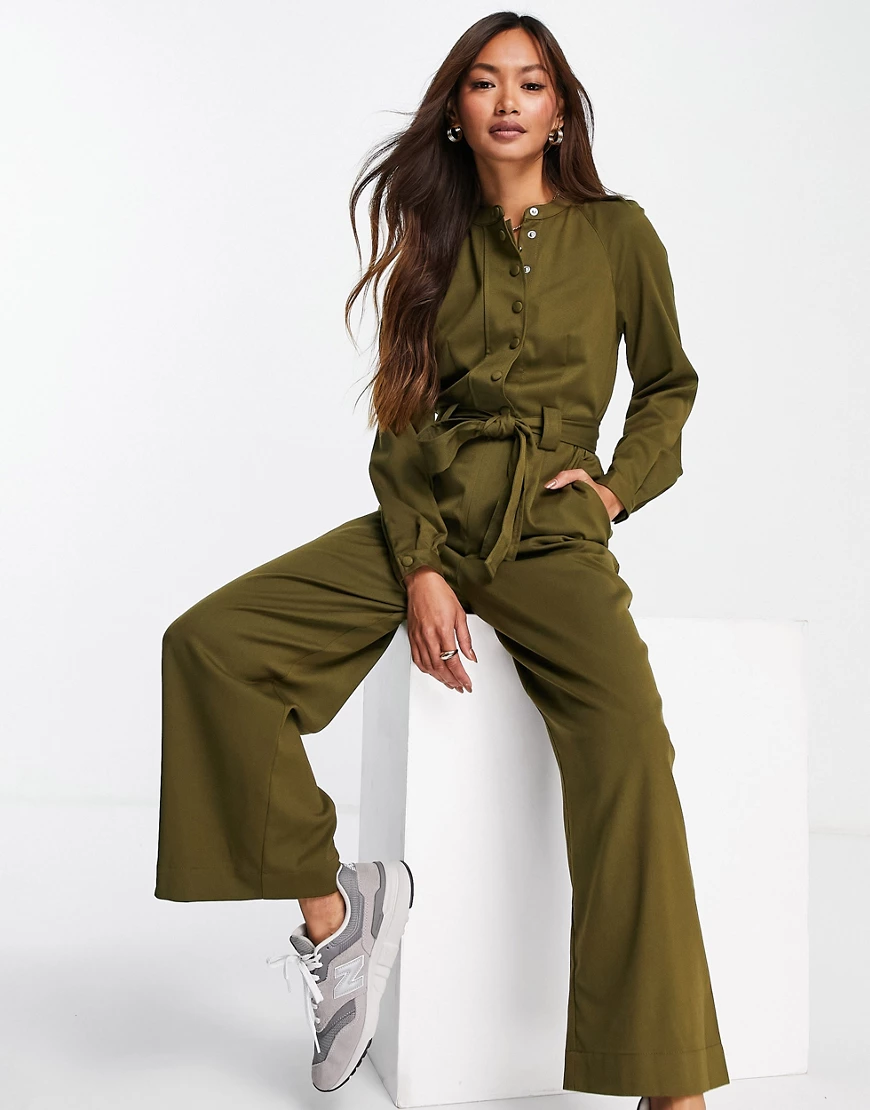 Whistles – Vorn geschnürter Jumpsuit in Olivgrün günstig online kaufen