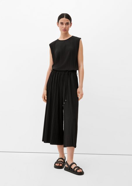 s.Oliver BLACK LABEL Stoffhose Loose: Culotte mit Plisséefalten Durchzugkor günstig online kaufen