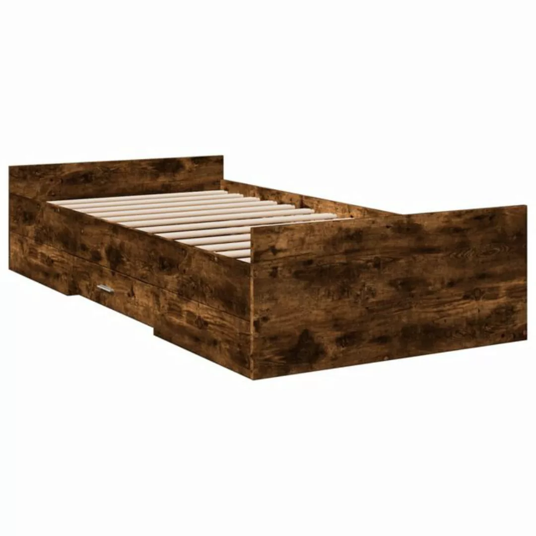 vidaXL Bett Bettgestell mit Schubladen Räuchereiche 90x190 cm Holzwerkstoff günstig online kaufen