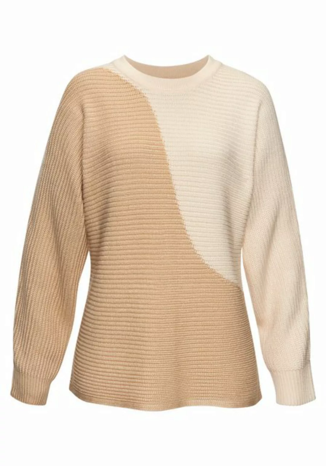 Vivance Strickpullover in Colorblock-Optik, Rundhals günstig online kaufen