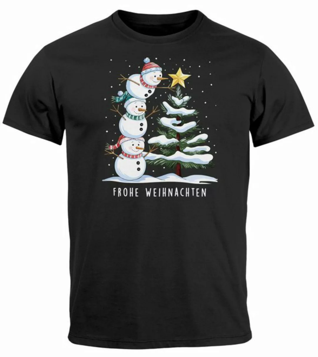 MoonWorks Print-Shirt Herren T-Shirt Frohe Weihnachten Schneemann Design Au günstig online kaufen