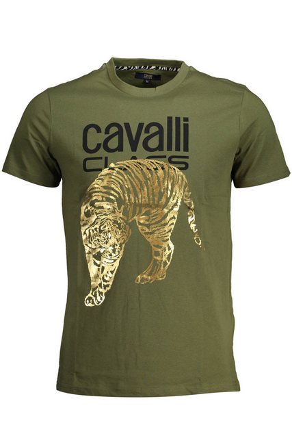 Cavalli Class T-Shirt Grünes Herren Tee mit Print & Logo - Kurzarm günstig online kaufen