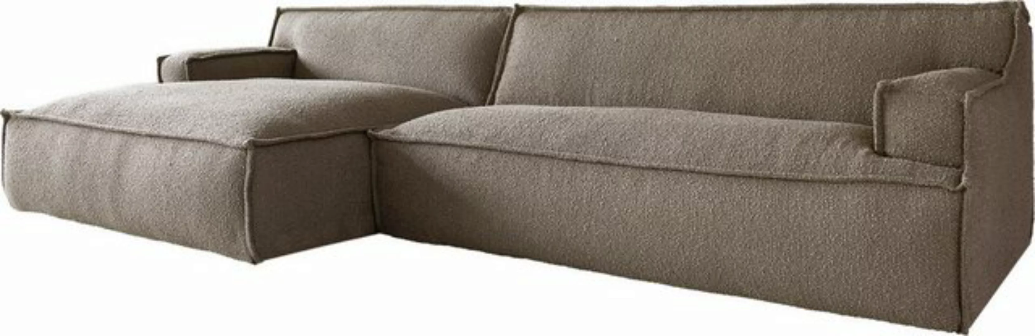 DELIFE Ecksofa Basit, Bouclé Schlamm 330x165 cm Recamiere links günstig online kaufen