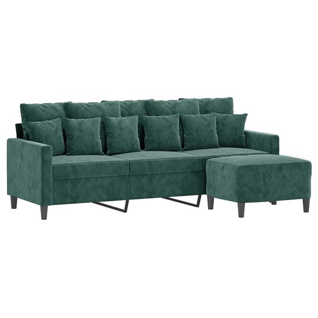 vidaXL Sofa 3-Sitzer-Sofa mit Hocker Dunkelgrün 180 cm Samt günstig online kaufen