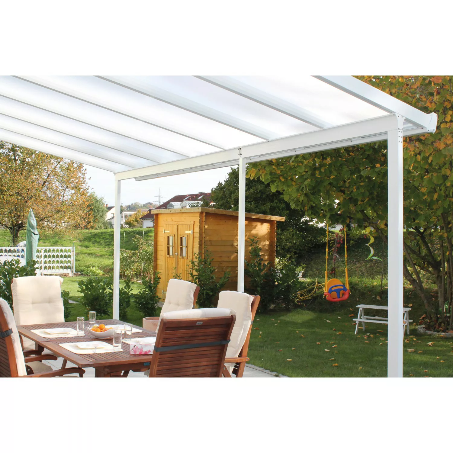 Gutta Terrassenüberdachung Bausatz Weiß 426 cm x 306 cm günstig online kaufen