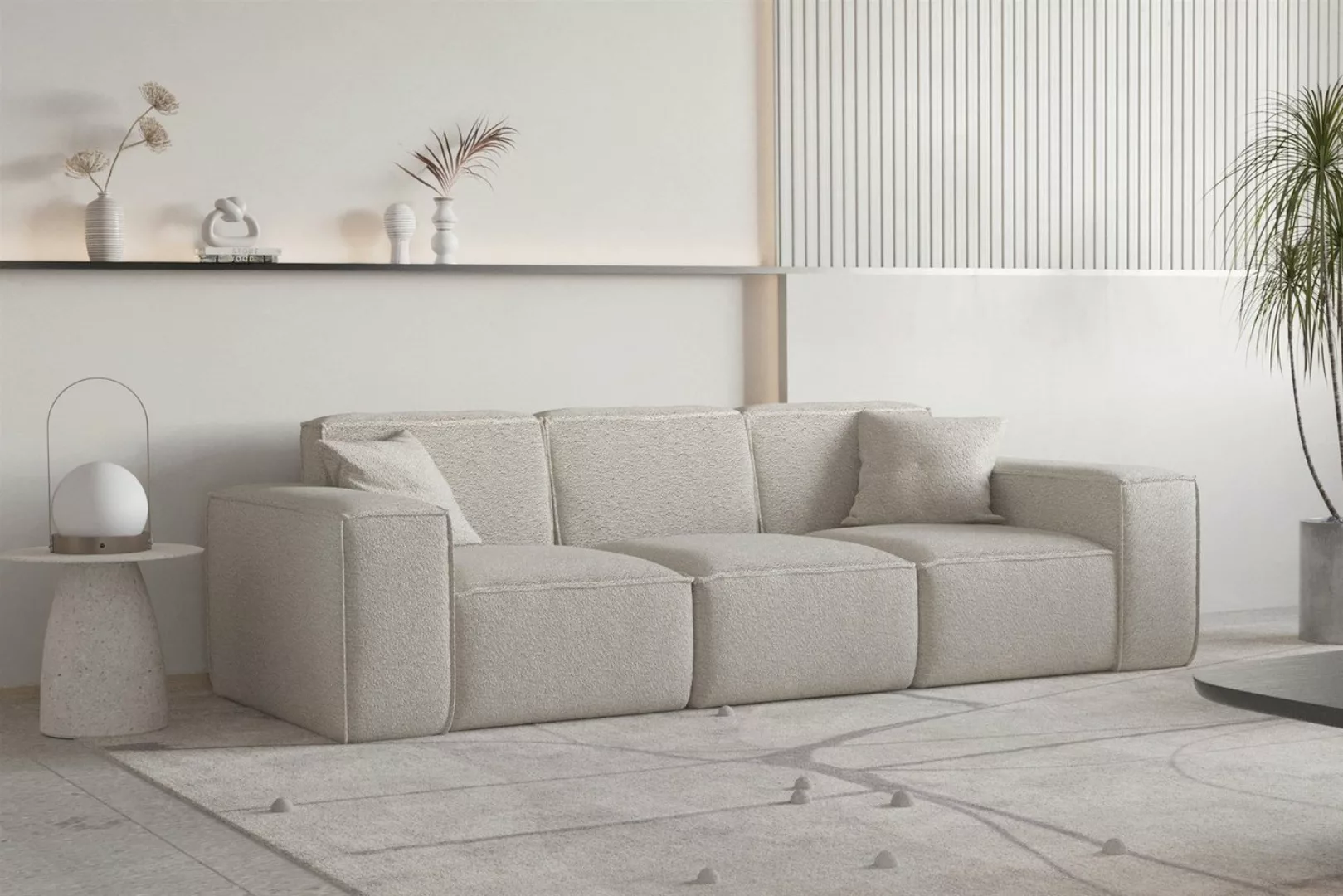 Fun Möbel Sofa Designersofa CESINA 3-Sitzer in Stoff, inkl. 2 Zierkissen, R günstig online kaufen