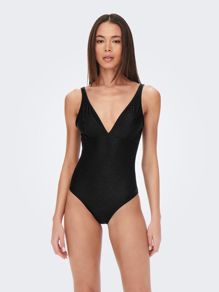 ONLY Mama V-ausschnitt Badeanzug Damen Schwarz günstig online kaufen