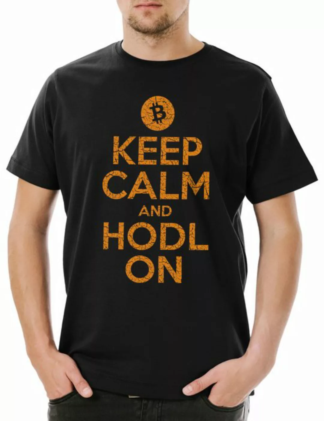 Urban Backwoods Print-Shirt Keep Calm And HODL On Herren T-Shirt Crypto Bit günstig online kaufen