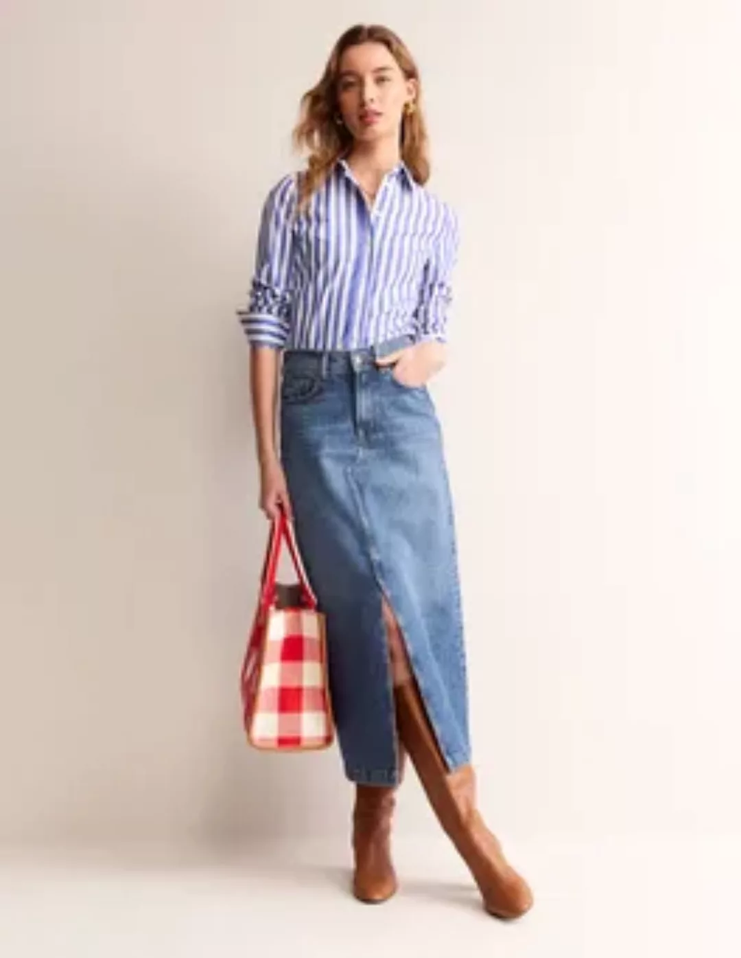 Maxi-Jeansrock im Säulenschnitt Damen Boden, Mittlere Waschung günstig online kaufen