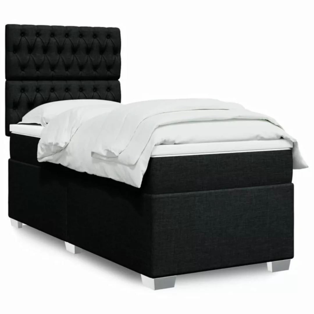 furnicato Bettgestell Boxspringbett mit Matratze Schwarz 100x200 cm Stoff günstig online kaufen