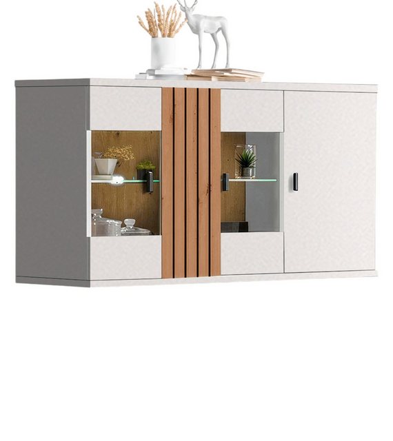 58 aufm Kessel Vitrine Jacklin 110x38x57 Hängevitrine Vitrinenschrank Weiss günstig online kaufen